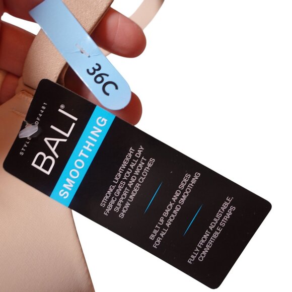 NWT Bali Ultimate Smoothing Lightweight T-Shirt Bra Sz 36C Almond Full Coverage - Picture 5 of 10